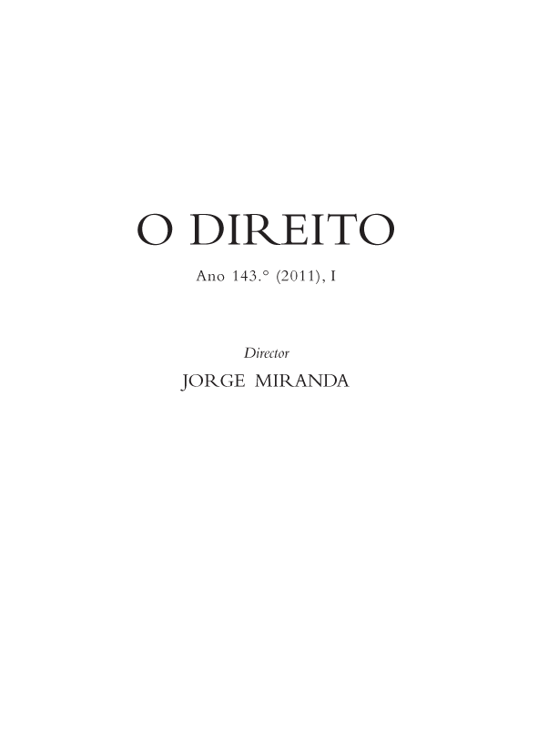 O DIREITO - ANO 143 (2011) - Nº I