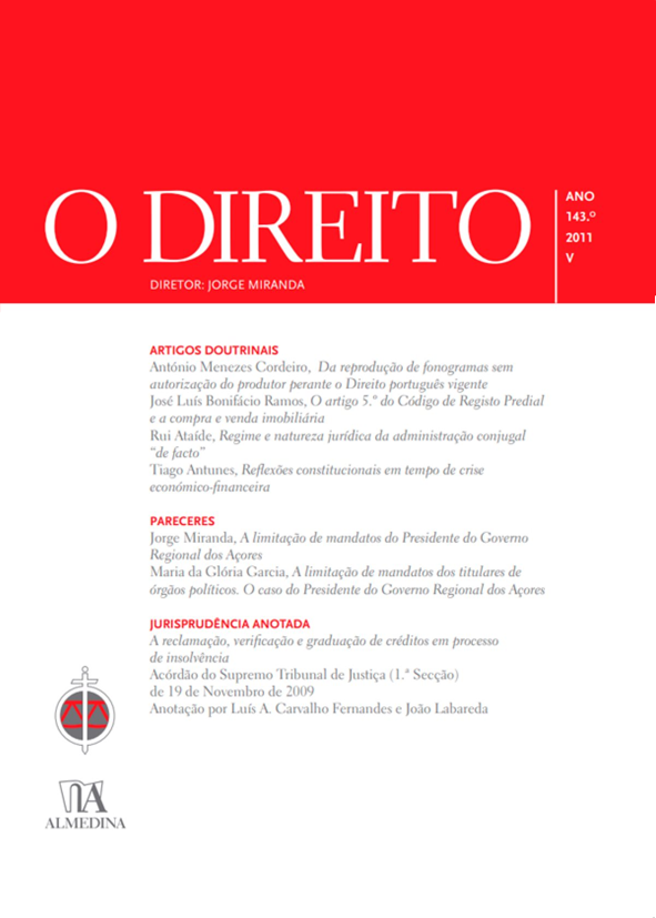 O DIREITO - ANO 143 (2011) - Nº V